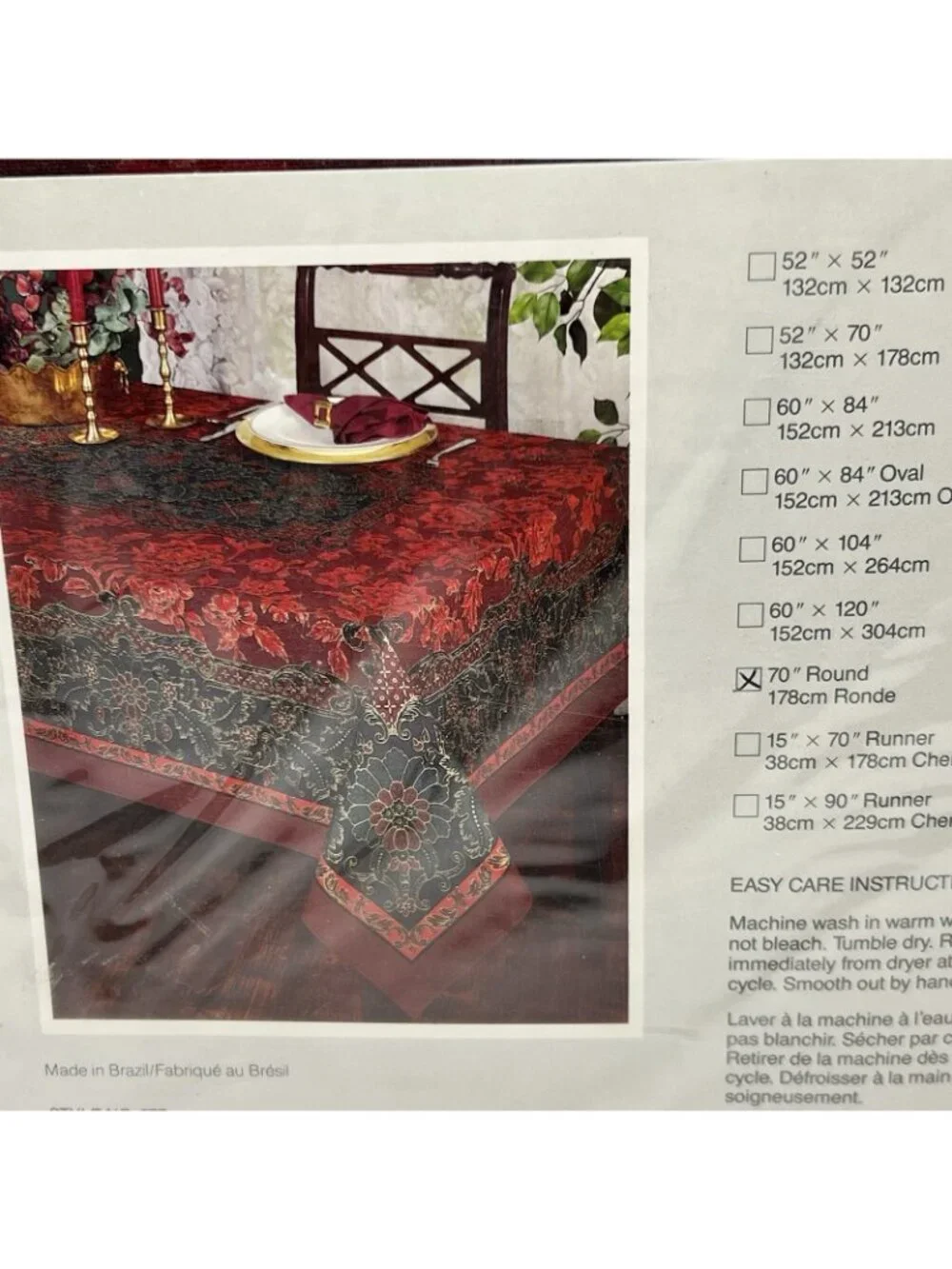 Fallani Cohn Tablecloth Luther Travis Renaissance 70 Round Cotton Green Burgundy